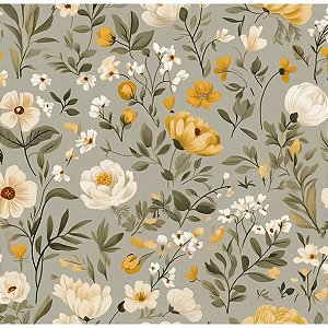 Tricoline Digital Flowers NG, 100% Algodão, 50cm x 1,50mt