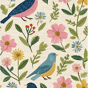 Tricoline Digital Passarinhos VA, 100%Algodão, 50cm x 1,50mt