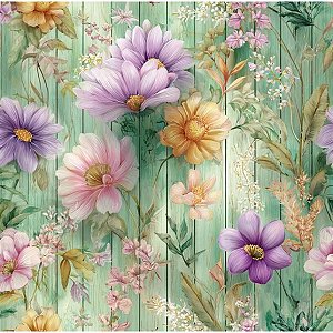 Tricoline Digital Flor na Madeira PL, 100%Alg, 50cm x 1,50mt