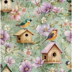 Tricoline Digital Casa de Passarinhos PL, 50cm x 1,50mt