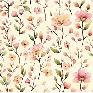 Tricoline Digital EF Florzinhas, 100% Algodão, 50cm x 1,50mt