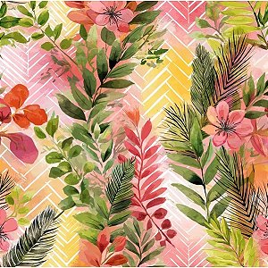 Tricoline Digital EB Folhagem, 100% Algodão, 50cm x 1,50mt