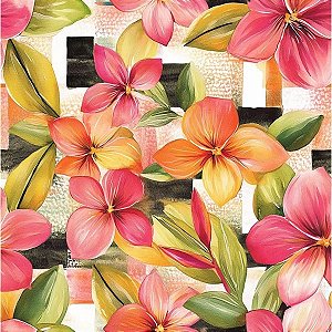 Tricoline Digital EB Flor no Xadrez, 100% Alg, 50cm x 1,50mt