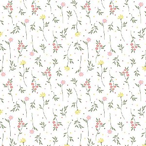 Tricoline Floral Primavera, 100% Algodão, 50cm x 1,50mt