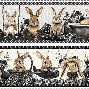 Tricoline Digital Barrado Páscoa Black, 50cm x 1,50mt