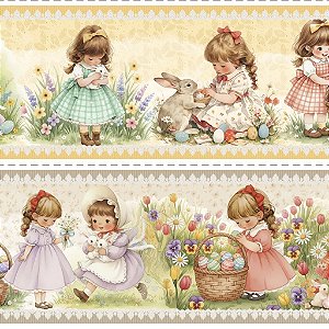 Tricoline Digital Barrado Páscoa dos Sonhos, 50cm x 1,50mt