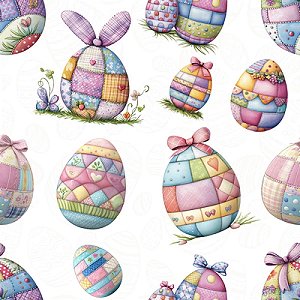 Tricoline Digital Páscoa Patch Ovos, 100% Alg, 50cm x 1,50mt