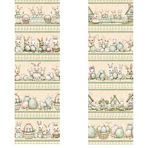 Tricoline Digital Barrado Páscoa Verde 100%Alg 50cm x 1,50mt