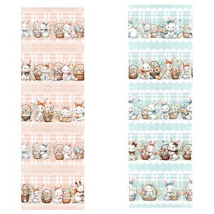 Tricoline Digital Barrado Páscoa Fofa, 100%Alg 50cm x 1,50mt