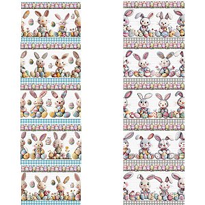 Tricoline Digital Barrado Patch Páscoa 100%Alg 50cm x 1,50mt