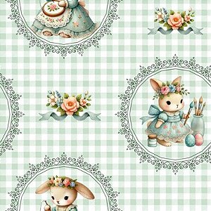 Tricoline Digital Páscoa Molduras, 100% Alg, 50cm x 1,50mt