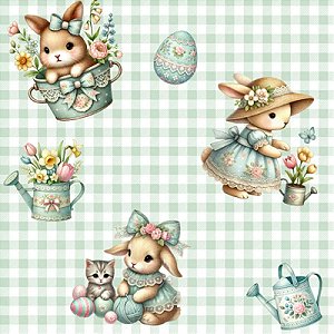 Tricoline Digital Páscoa Regador, 100% Alg, 50cm x 1,50mt