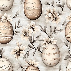 Tricoline Digital Páscoa Ovos Boho, 100% Alg, 50cm x 1,50mt