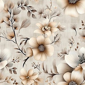 Tricoline Digital Páscoa Flor Boho, 100% Alg, 50cm x 1,50mt