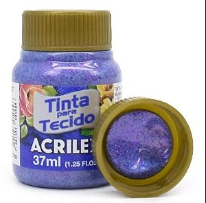 Tinta Para Tecido Acrilex com Glitter 37ml - Violeta
