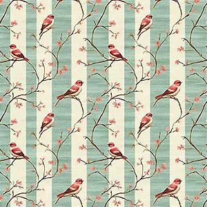 Tricoline Digital Pássaro Listrado Verde, 50cm x 1,50mt