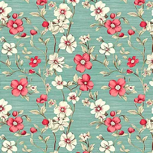 Tricoline Digital Gorjeio Floral Verde 100%Alg 50cm x 1,50mt