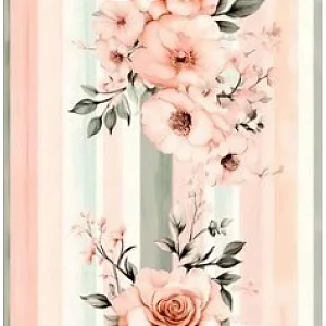 Tricoline Digital Flores com Listras, 100%Alg 50cm x 1,50mt