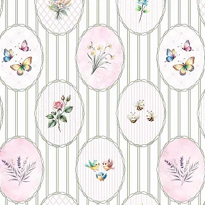 Tricoline Digital Provence Baby Molduras Ovais 50cm x 1,50mt