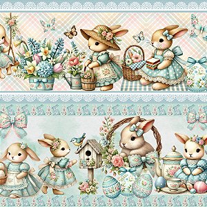 Tricoline Digital Barrado Páscoa dos Sonhos, 55cm x 1,50mt