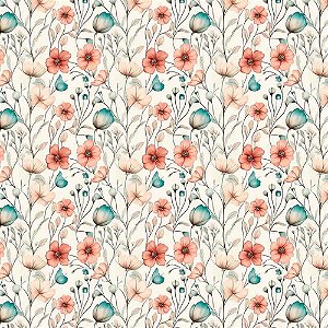 Tricoline Digital Floral Miudo, 100% Algodão, 50cm x 1,50mt