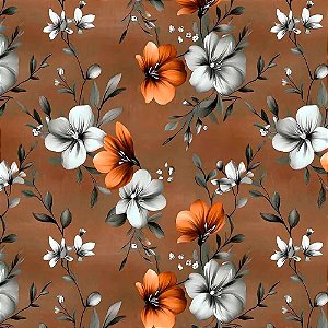 Tricoline Digital Floral Pequeno 100% Algodão, 50cm x 1,50mt