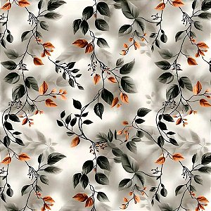 Tricoline Digital Ramos Fundo Claro, 100% Alg, 50cm x 1,50mt