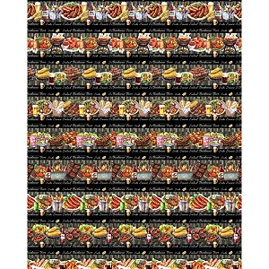 Tricoline Digital Barrado Barbecue, 100% Alg, 50cm x 1,50mt