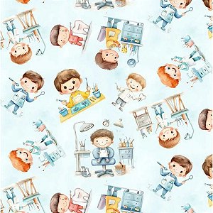 Tricoline Digital Dentista, 100% Algodão, 50cm x 1,50mt