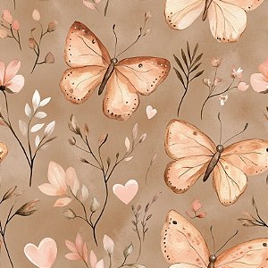 Tricoline Digital Butterbrown Borboletas, 50cm x 1,50mt