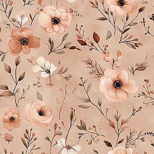 Tricoline Digital Butterbrown Flores 100% Alg, 50cm x 1,50mt