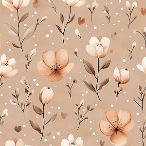 Tricoline Digital Butterbrown Florzinhas, 50cm x 1,50mt