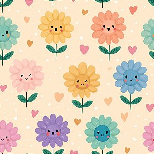 Tricoline Digital Happy Garden Flowers, 50cm x 1,50mt