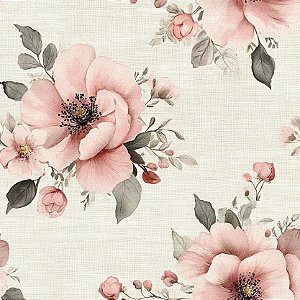 Tricoline Digital Papoulas Grandes, 100% Alg, 50cm x 1,50mt