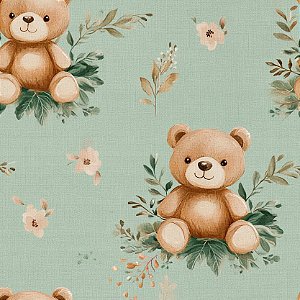 Tricoline Digital Teddy Boy, 100% Algodão, 50cm x 1,50mt