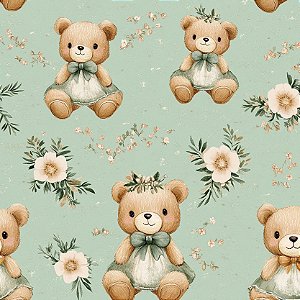 Tricoline Digital Teddy Girl, 100% Algodão, 50cm x 1,50mt