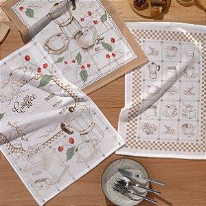 Kit 3 Panos de Copa Coleção Hora do Café, 45cm x 65cm