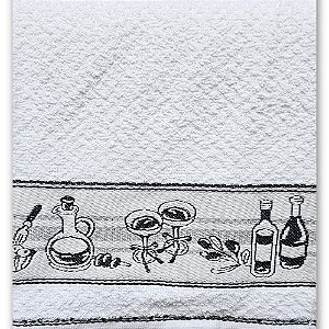 Pano de Copa Felpudo com Faixa Queijos e Vinhos, 45cm x 70cm