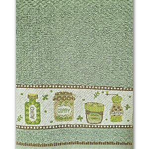 Pano de Copa Felpudo com Faixa, Verde Sálvia - 45cm x 70cm