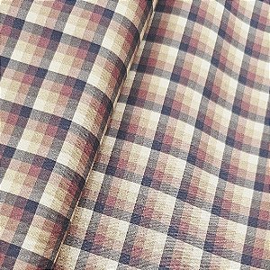 Tricoline Digital Xadrez Marrom com Vermelho, 50cm x 1,50mt