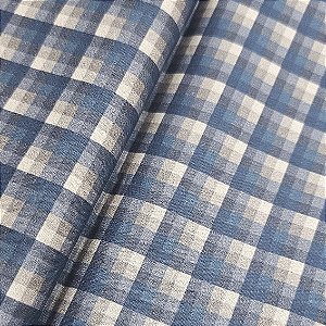 Tricoline Digital Xadrez Azul com Caqui, 50cm x 1,50mt