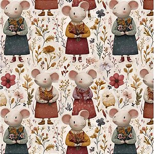 Tricoline Digital Rato Maior, 100% Algodão, 50cm x 1,50mt