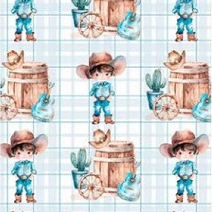 Tricoline Digital Menino e Toneis 100%Algodão, 50cm x 1,50mt