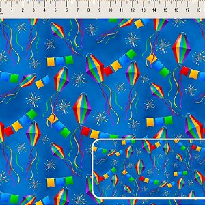 Tricoline Digital Bandeirinhas, 100% Algodão, 50cm x 1,50mt
