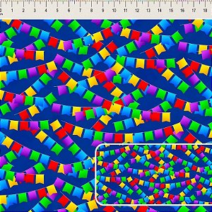 Tricoline Digital Bandeirolas, 100% Algodão, 50cm x 1,50mt