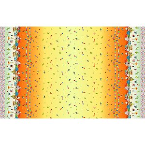 Tricoline Digital Barrado Azul Laranja 100%Alg 50cm x 1,50mt