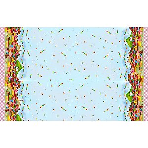 Tricoline Digital Barrado Azul Claro, 100%Alg, 50cm x 1,50mt