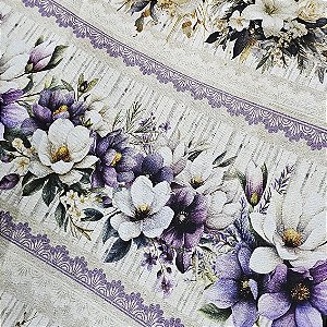 Tricoline Digital Barrado Soft Flowers, 50cm x 1,50mt