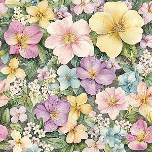 Tricoline Digital Blossom Florzinhas 100% Alg, 50cm x 1,50mt