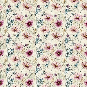 Tricoline Digital Marrocan Flor Creme 100%Alg, 50cm x 1,50mt